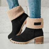 Shearling Lined Square Heel Boots
