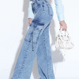 Wide Leg Cargo Denim Jeans