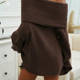 Off-Shoulder Ribbed Knit Sweater