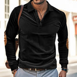 Retro Corduroy Long-Sleeve Polo Shirt