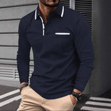 Men’s Long Sleeve Polo Shirt with Contrast Trim