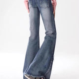 Vintage Spliced Flared Denim Jeans