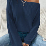 Off Shoulder Loose Knit Pullover