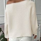 Wide Ribbed Off-Shoulder Knit Sweater