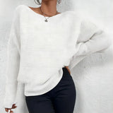 Relaxed Knit Off-Shoulder Sweater