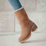 Shearling Lined Square Heel Boots