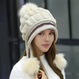 Cozy Fleece Knit Pom Beanie