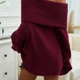 Off-Shoulder Ribbed Knit Sweater