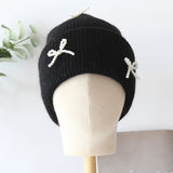 Pearl Bow Knit Beanie