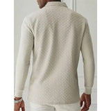 Textured Knit Long Sleeve Polo Shirt