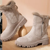 Plush Suede Platform Snow Boots