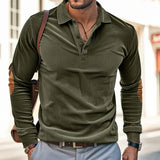 Retro Corduroy Long-Sleeve Polo Shirt