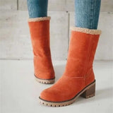 Shearling Lined Square Heel Boots