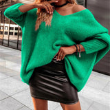 V-Neck Batwing Knit Sweater