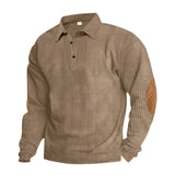 Retro Corduroy Long-Sleeve Polo Shirt