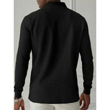 Textured Knit Long Sleeve Polo Shirt