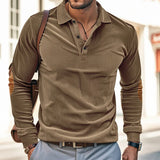 Retro Corduroy Long-Sleeve Polo Shirt