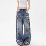 Vintage Distressed Wide Leg Jeans