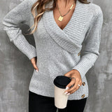 Women's fashion big collar pullover long sleeved autumn and winter knitted sweater