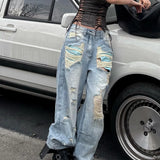 Retro Wide Leg Distressed Jeans