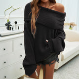 Off-Shoulder Ribbed Knit Sweater