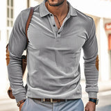 Retro Corduroy Long-Sleeve Polo Shirt