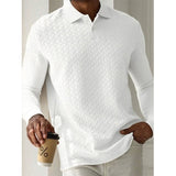 Textured Knit Long Sleeve Polo Shirt