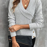 Women's fashion big collar pullover long sleeved autumn and winter knitted sweater