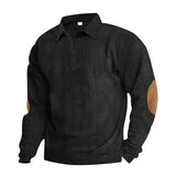 Retro Corduroy Long-Sleeve Polo Shirt