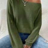 Off Shoulder Loose Knit Pullover