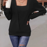 Square Neck Long Sleeve Blouse