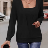 Square Neck Long Sleeve Blouse