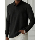 Textured Knit Long Sleeve Polo Shirt