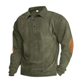 Retro Corduroy Long-Sleeve Polo Shirt
