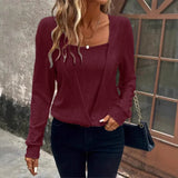 Square Neck Long Sleeve Blouse