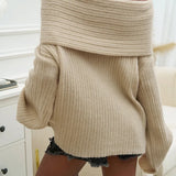 Off-Shoulder Ribbed Knit Sweater