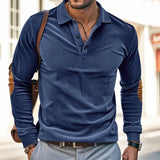 Retro Corduroy Long-Sleeve Polo Shirt