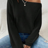 Off Shoulder Loose Knit Pullover