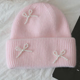 Pearl Bow Knit Beanie