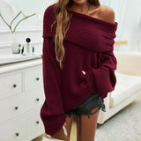 Off-Shoulder Ribbed Knit Sweater