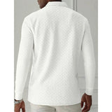 Textured Knit Long Sleeve Polo Shirt