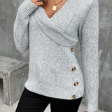 Women's fashion big collar pullover long sleeved autumn and winter knitted sweater