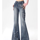 Vintage Spliced Flared Denim Jeans