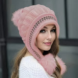 Cozy Fleece Knit Pom Beanie