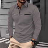 Men’s Long Sleeve Polo Shirt with Contrast Trim