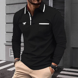 Men’s Long Sleeve Polo Shirt with Contrast Trim