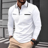 Men’s Long Sleeve Polo Shirt with Contrast Trim