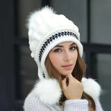 Cozy Fleece Knit Pom Beanie