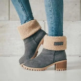 Shearling Lined Square Heel Boots
