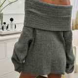 Off-Shoulder Ribbed Knit Sweater